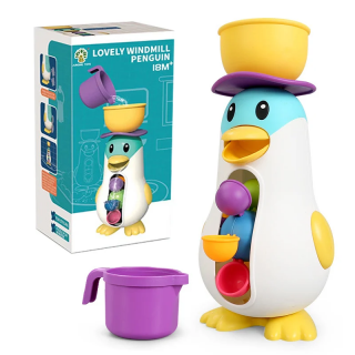 Jucarie de baie bebelusi, interactiva, multicolora, Moara de apa Pinguin