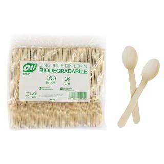 Lingurite din lemn biodegradabile, 100 buc pachet