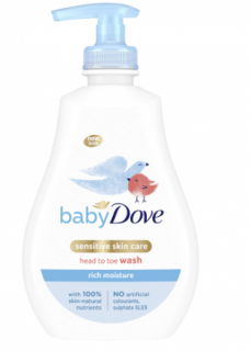 Lotiune de spalare Baby Dove Rich pentru par si piele, 400ml