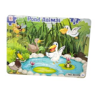 Puzzle din carton cu 28 piese Pond Animals