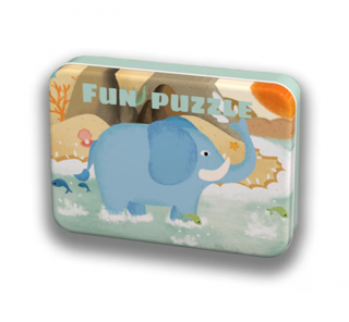 Puzzle Din Lemn In Cutie Metalica: Animale Jungla