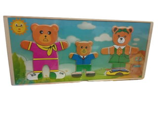 Puzzle incastru din lemn Imbraca Familia, Montessori, 3 ani+