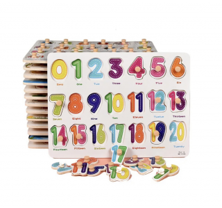 Puzzle incastru Numere litere din lemn, 3 ani+