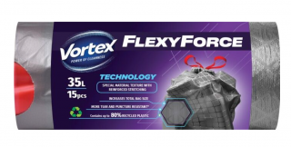 Saci de gunoi vortex flexi cu sistem de legare ,35l ,15 pcs