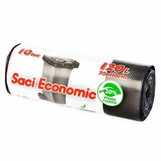 Saci menajeri ECONOMIC 120L, negru, 70x110 cm, 10 buc. rola