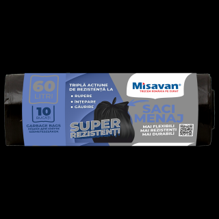 Saci menajeri Misavan 60l, 10 buc, negru