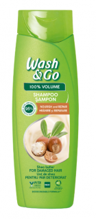 Sampon WashGo cu unt de shea pentru par deteriorat,360 ml