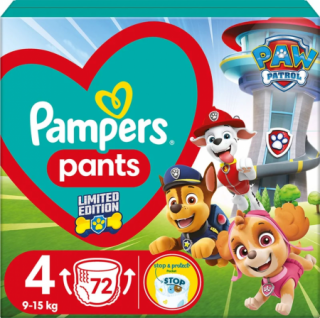 Scutece-chilotel Pampers Pants Patrula Catelusilor Marimea 4, 9-15 kg, 72 buc