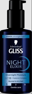 Ser tratament pentru par normal spre uscat, Schwarzkopf Gliss Night Elixir Overnight Moisture, 100ml