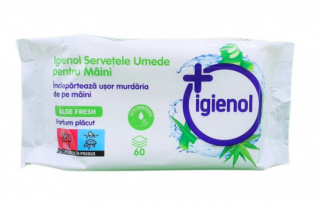 Servetele Antibacteriene Igienol pentru maini, Aloe Fresh, 60 pcs