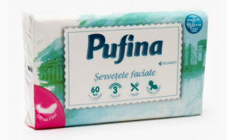 Servetele faciale Pufina Travel Pack, 100% celuloza, ultra soft, 60 buc