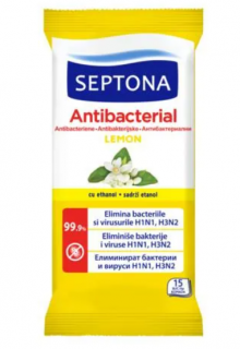 Servetele umede antibacteriene Septona, aroma de lamaie, 15 buc