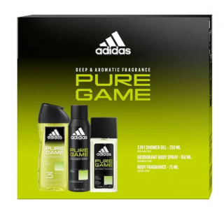Set Adidas, Spray deodorant natural 75ml + Spray deodorant 150ml + Gel de dus 3in1 250 ml, Pure Game