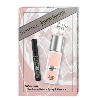 Set cadou Bruno Banani Woman: Deodorant natural spray, 75 ml + Mascara Rimmel Extra 3D Lash