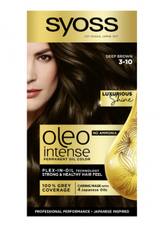Vopsea de par permanenta fara amoniac Syoss Color Oleo Intense 3-10 Saten Intens,115 ml