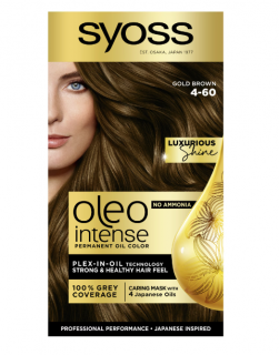 Vopsea de par permanenta fara amoniac Syoss Color Oleo Intense 4-60 Saten Auriu,115 ml