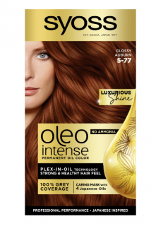 Vopsea de par permanenta fara amoniac Syoss Color Oleo Intense, 5-77 Saten Roscat Stralucitor,115 ml