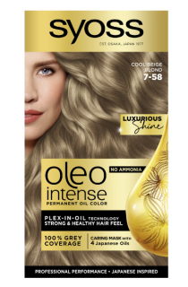 Vopsea de par permanenta fara amoniac Syoss Color Oleo Intense, 7-58 Blond Bej Rece,115 ml