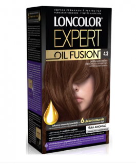 Vopsea de par permanenta Loncolor Expert Oil Fusion 4.3 Saten Auriu Mediu,100 ml