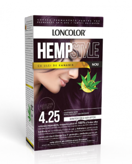 Vopsea de par permanenta Loncolor HempStyle 4.25 Castaniu Mov, 100 ml