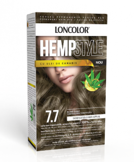 Vopsea de par permanenta Loncolor HempStyle 7.7 Blond Tabac,100 ml
