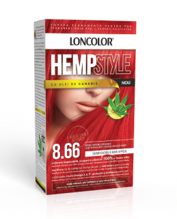 Vopsea de par permanenta Loncolor HempStyle 8.66,Rosu Intens Deschis,100 ml