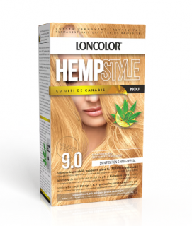 Vopsea de par permanenta Loncolor HempStyle 9.0 Blond Deschis, 100 ml