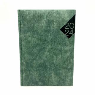 Agenda datata 2024, Premium DeLuxe Polignano, format A5, 352 pagini, culoare verde smarald cu margine aurie