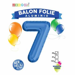 Balon, folie aluminiu, albastru, cifra 7, 40 cm