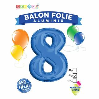 Balon, Folie Aluminiu, Albastru, Cifra 8, 81 Cm