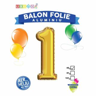 Balon, folie aluminiu, auriu, cifra 1, 40 cm