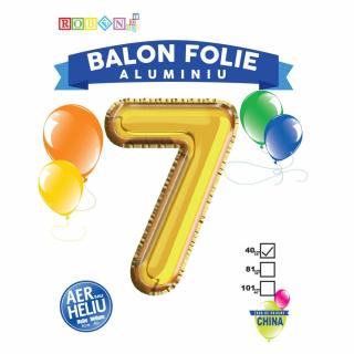 Balon, folie aluminiu, auriu, cifra 7, 40 cm