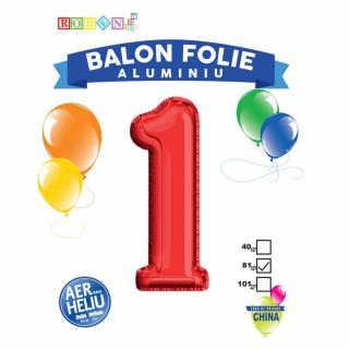 Balon, Folie Aluminiu, Rosu, Cifra 1, 81 Cm