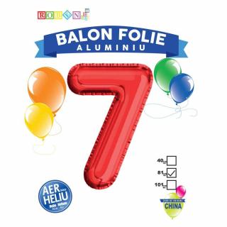 Balon, Folie Aluminiu, Rosu, Cifra 7, 81 Cm