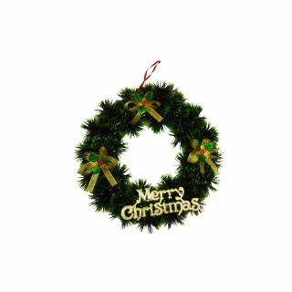 Coronita Craciun - Merry Christmas Verde cu fundite Aurii