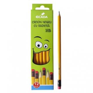 Creion negru cu radiera ECADA 12 buc set