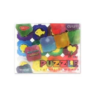 Culori tempera 12 culori Puzzle DACO