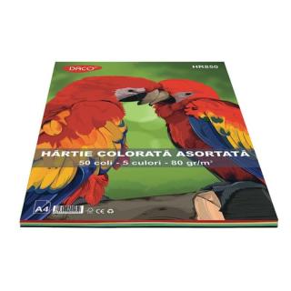 Hartie Colorata A4 50coli, 5culori Daco 80g mp HR850