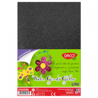 Hartie Gumata Autoadeziva Glitter Negru Daco (HG420N)