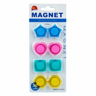 Magneti color, diverse forme, 30mm, 8 buc set