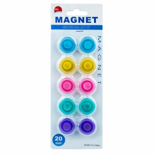 Magneti color, rotunzi, 20mm, 10 buc set