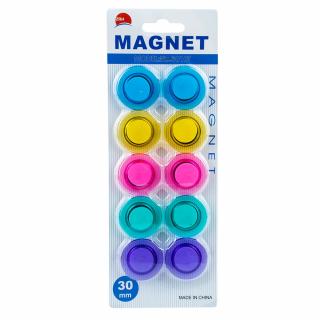 Magneti color, rotunzi, 30mm, 10 buc set