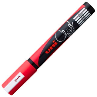 Marker cu creta UNI Chalk PWE-5M, varf rotund, 1.8-2.5mm, ROSU FLUORESCENT