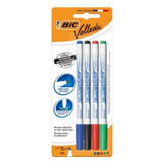 Marker tabla Bic Velleda, varf rotund, 1.5mm, set 4 culori