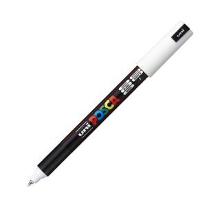 Marker UNI Posca, 0.7 mm, varf fin metalic, ALB