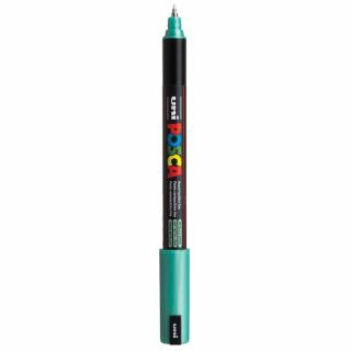 Marker UNI Posca, 0.7 mm, varf fin metalic, Verde