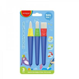 Pensule Baby line, varf rotund, lat, pentru copii, set 3 buc