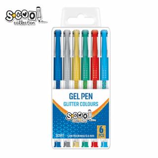 Pix cu gel, sclipici, 6 buc cutie - S-COOL