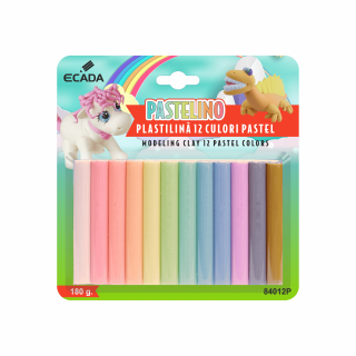 Plastilina 12 culori set Pastel Ecada