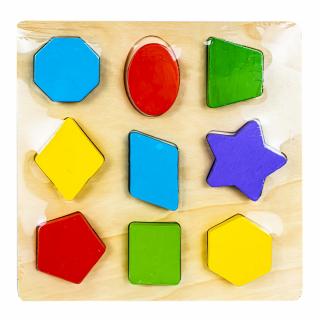 Puzzle din lemn, incastru, forme geometrice